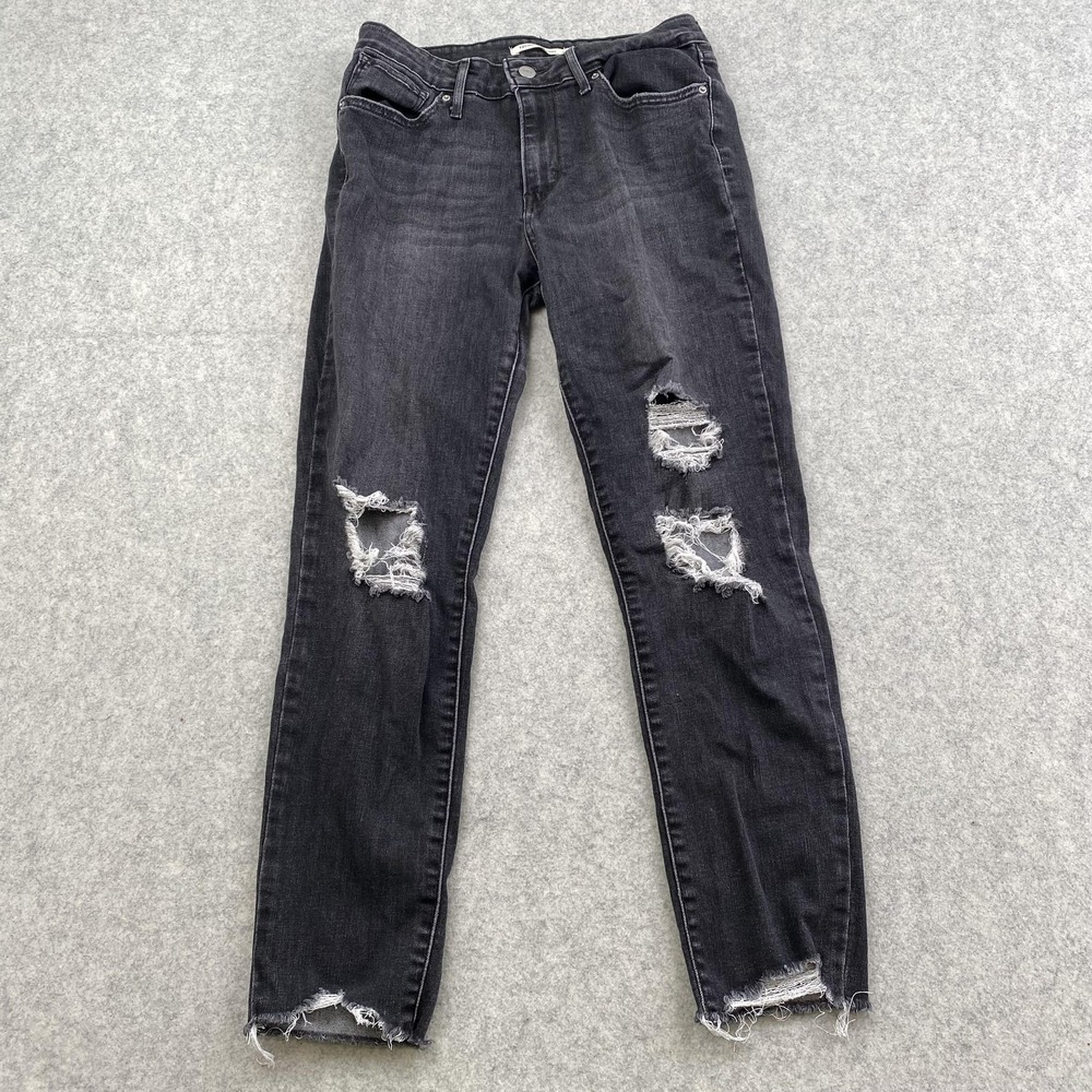 Levi's 721 High Rise Skinny Jeans Womens 29 (27x25) Gray Distressed Stretch